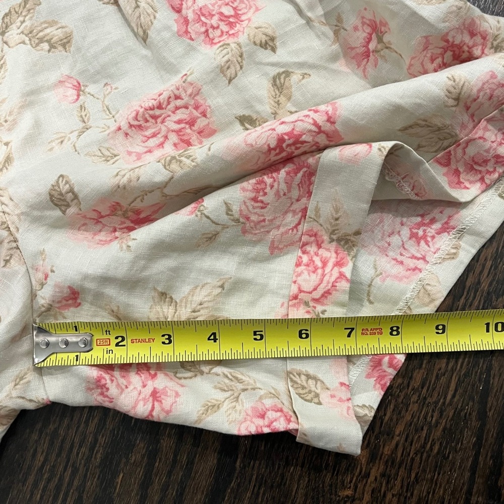 Vintage Lauren Ralph Lauren Shorts Womens 8 Beige Floral Linen Pleated Cuffed - Picture 7 of 7